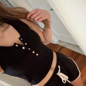 Buttoned up black tang top